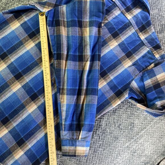 Vintage Codet Shirt Mens Large Tall Gray Blue Flannel Plaid Made in USA Workwear - Picture 9 of 9